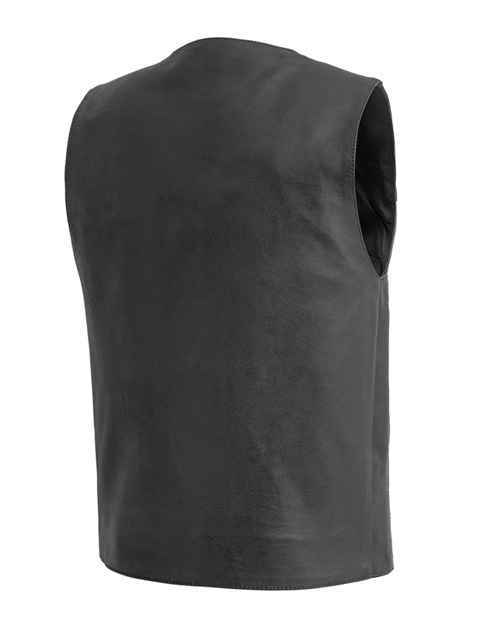 First Mfg Co Tombstone Men’s Black Leather Motorcycle Biker Vest