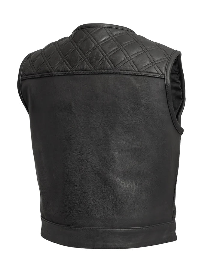 Shell Shock Men’s Black Leather Biker Vest