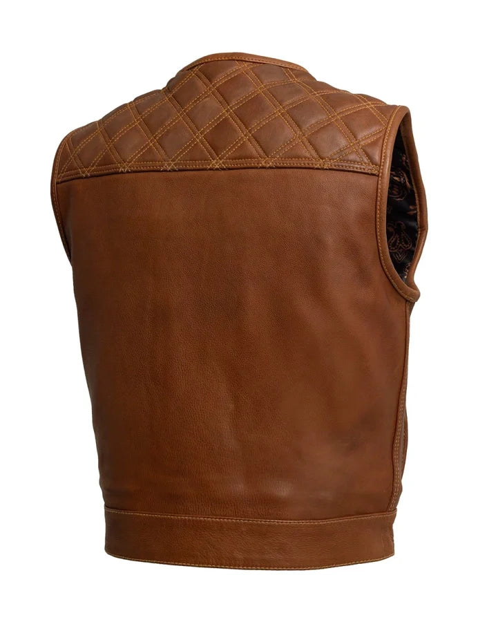 Dust Devil Men’s Black Leather Motorcycle Vest – Biker Vest