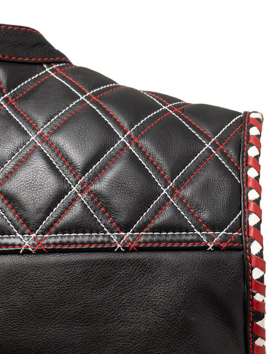 Milwaukee Leather Men’s Black Paisley Vest – Red Stitching