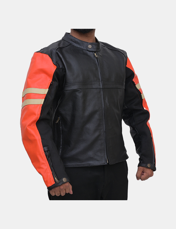Men’s Biker Cowhide Leather Jacket Black