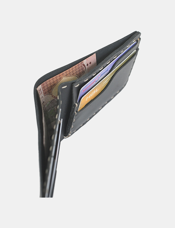 Fully Handmade Black Leather Wallet