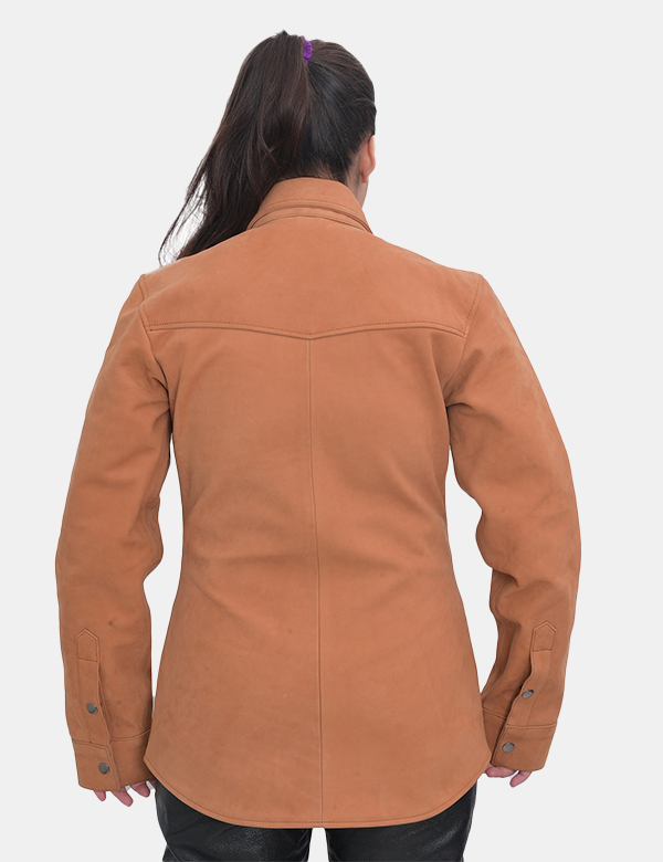 New Women's Brown Leather Shirt