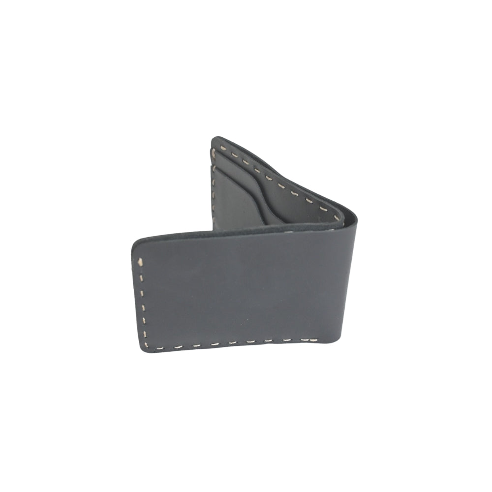 Handmade Black Cowhide Leather Wallet: Minimalist Design