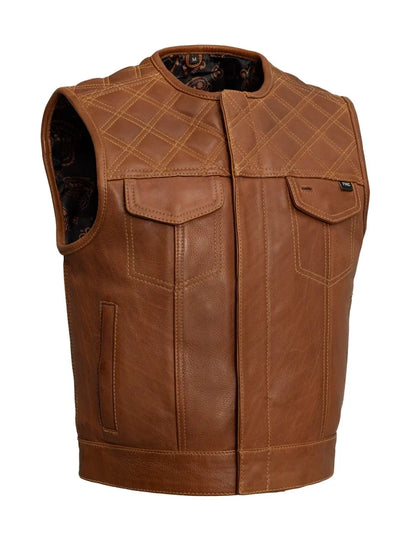 Dust Devil Men’s Black Leather Motorcycle Vest – Biker Vest