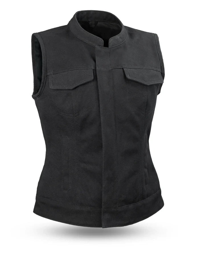 Ludlow Women’s 20oz Canvas Concealed Carry Vest – Black, Lightweight, Multi-Pocket