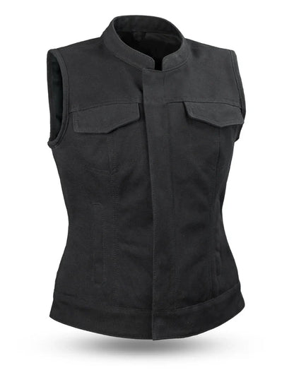 Ludlow Women’s 20oz Canvas Concealed Carry Vest – Black, Lightweight, Multi-Pocket