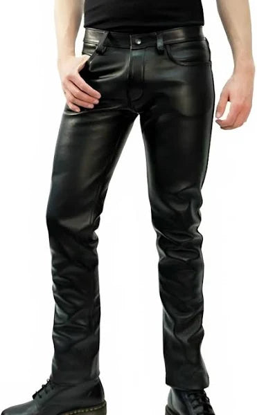 Bockle® Men’s Skinny Leather Pants – Slim Fit Biker Jeans Style