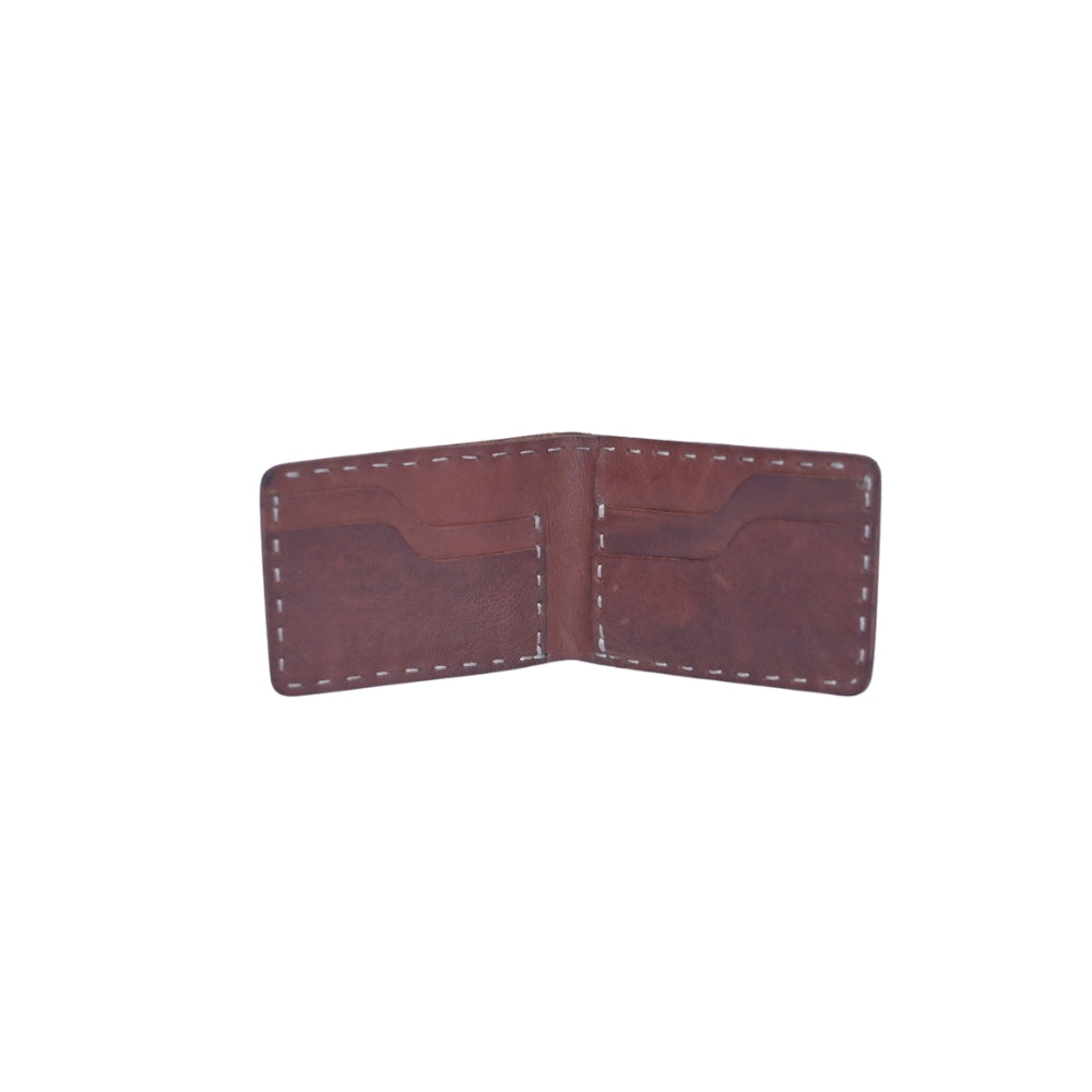 Handmade Brown Leather Wallet with Keychain: Cowhide Minimalist Design