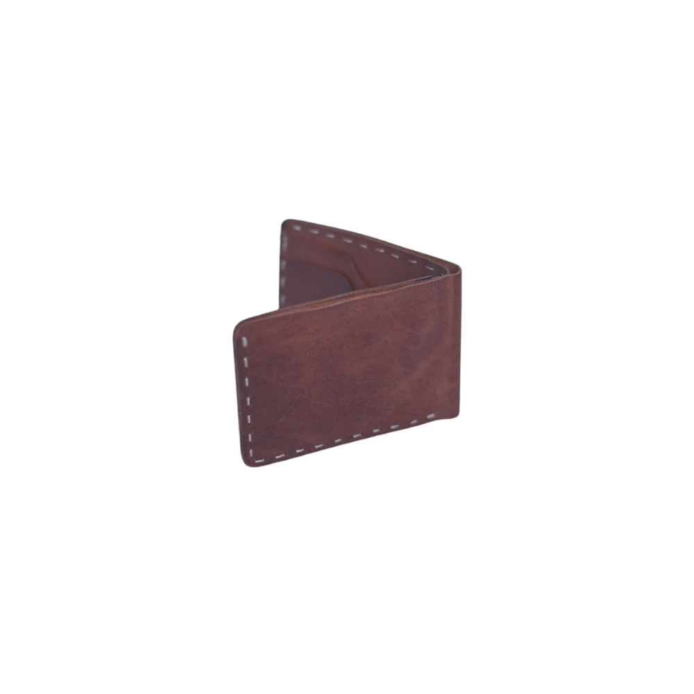 Handmade Brown Leather Wallet with Keychain: Cowhide Minimalist Design