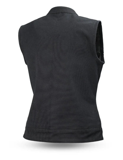 Ludlow Women’s 20oz Canvas Concealed Carry Vest – Black, Lightweight, Multi-Pocket