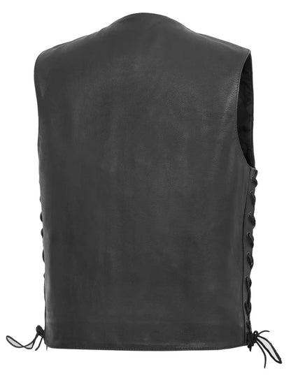 Event Leather EL1315GO Men’s Black Side Lace Leather Biker Vest