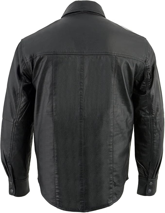Milwaukee Leather Men’s Black Goatskin Biker Shirt – Dual Closure