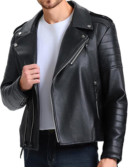 Men’s Slim Faux Leather Biker Jacket