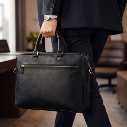 Luxury Full Grain Leather Laptop bag for Men – Handmade Black Executive Laptop Bag – Business Work Satchel – Gift for Him