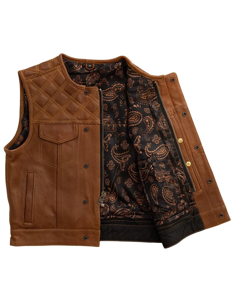 Dust Devil Men’s Black Leather Motorcycle Vest – Biker Vest