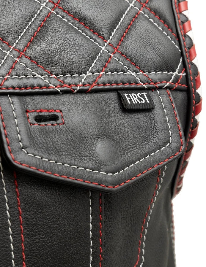 Milwaukee Leather Men’s Black Paisley Vest – Red Stitching