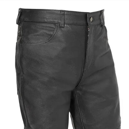 Unisex Black Leather Motorcycle Riding Pants – First Mfg Co Smarty Pants