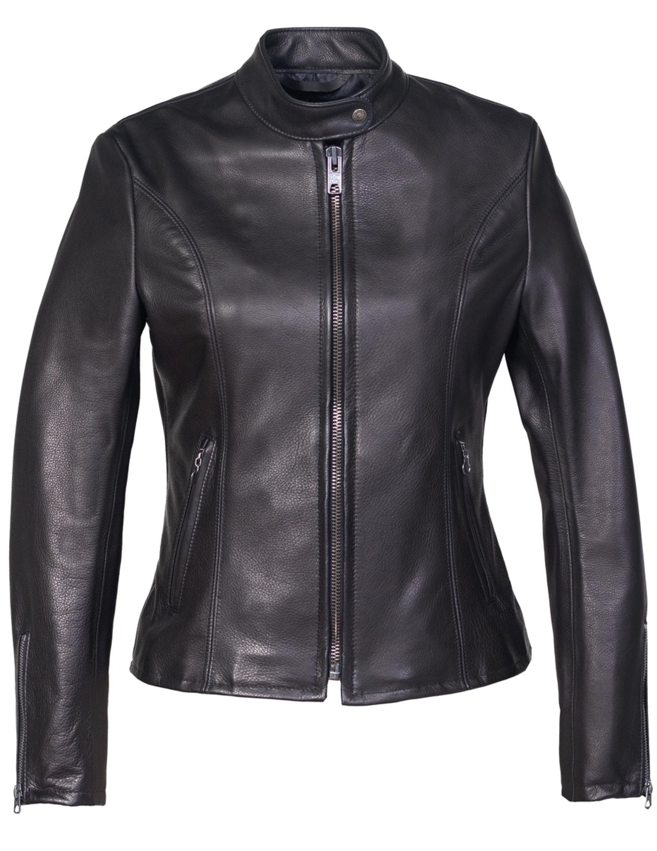Women’s Black Cowhide Leather Jacket – Classic Motorcycle Biker Style