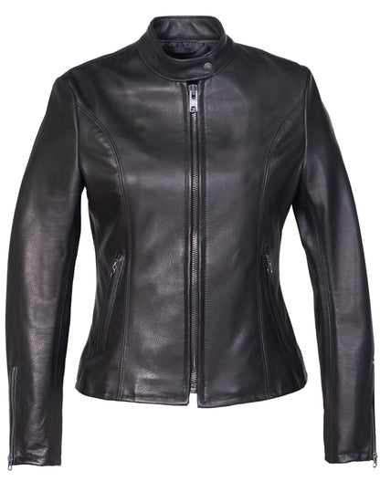 Women’s Black Cowhide Leather Jacket – Classic Motorcycle Biker Style