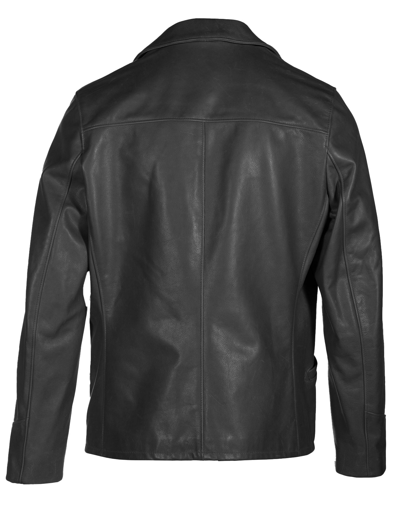 Men’s Hip-Length Cowhide Leather Car Coat