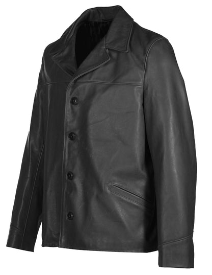 Men’s Hip-Length Cowhide Leather Car Coat