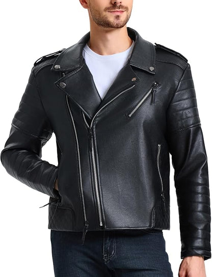 Men’s Slim Faux Leather Biker Jacket