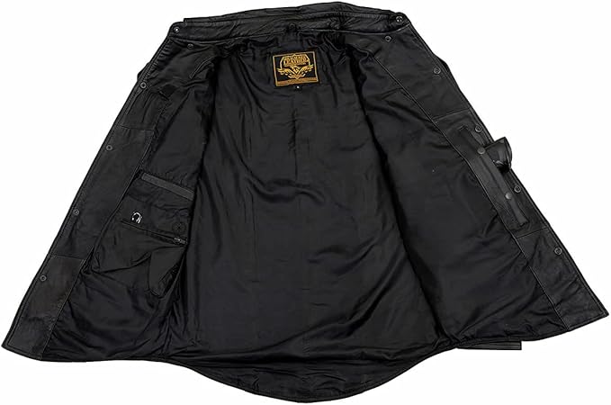 Milwaukee Leather Men’s Black Goatskin Biker Shirt – Dual Closure