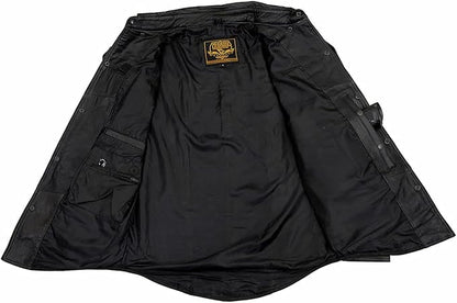 Milwaukee Leather Men’s Black Goatskin Biker Shirt – Dual Closure