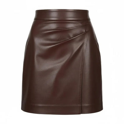 Brown leather skirt on a white background