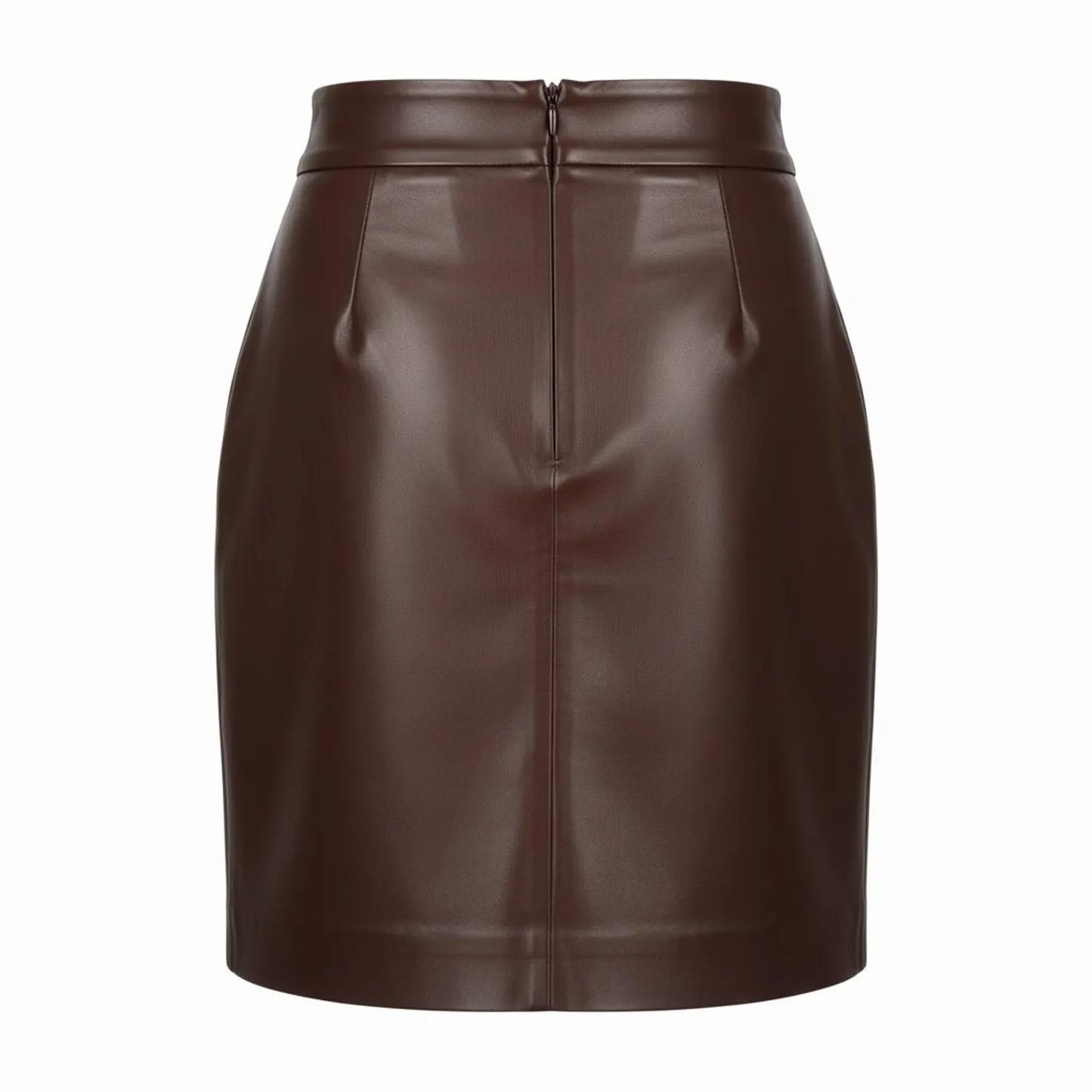 Brown leather skirt on a white background
