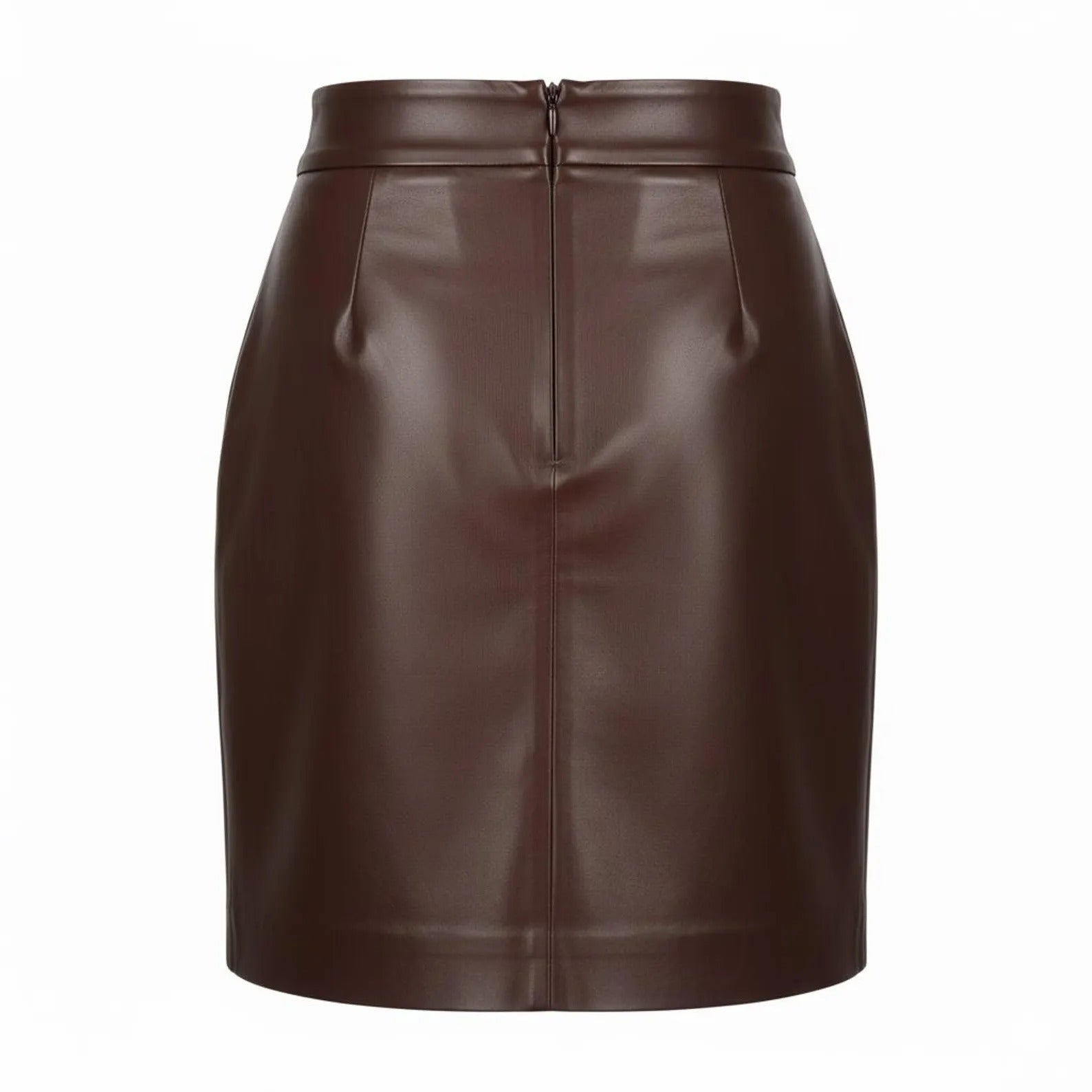 Brown leather skirt on a white background
