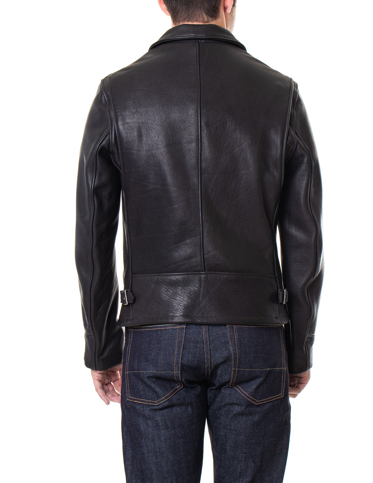 Men’s Premium Black Leather Jacket – Classic Zip-Up Design with Multiple Pockets
