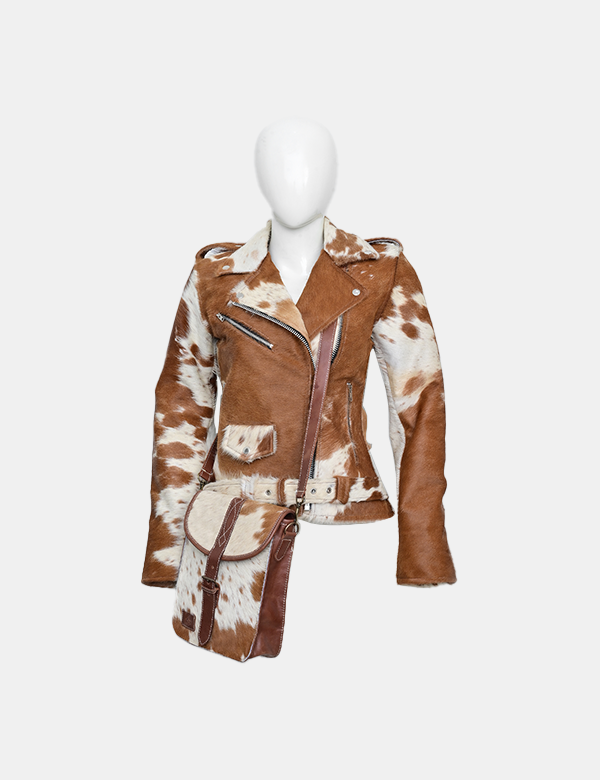 Hair on Cow Skin Leather Jacket for Women's