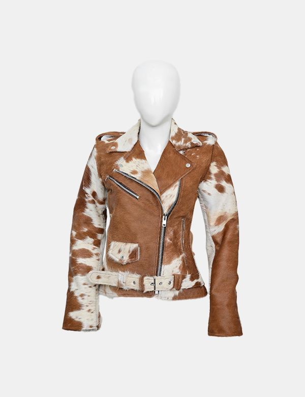 Hair on Cow Skin Leather Jacket for Women's
