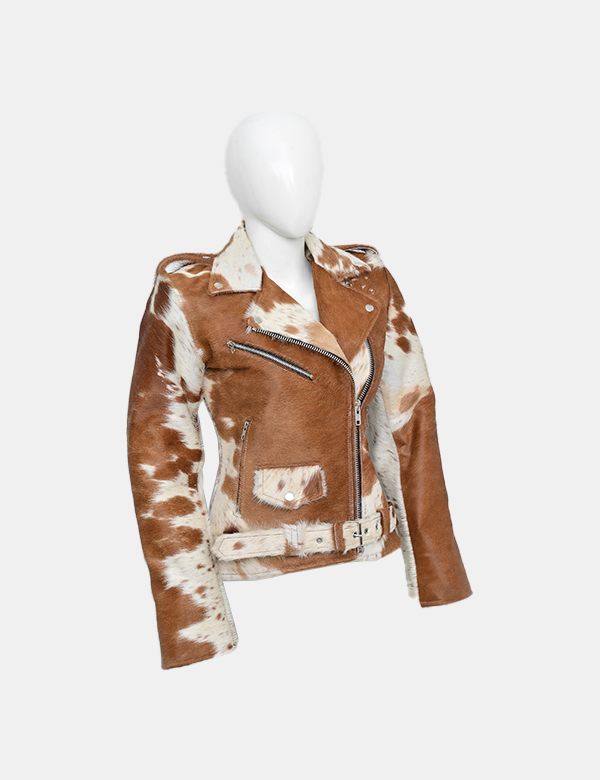 Hair on Cow Skin Leather Jacket for Women's
