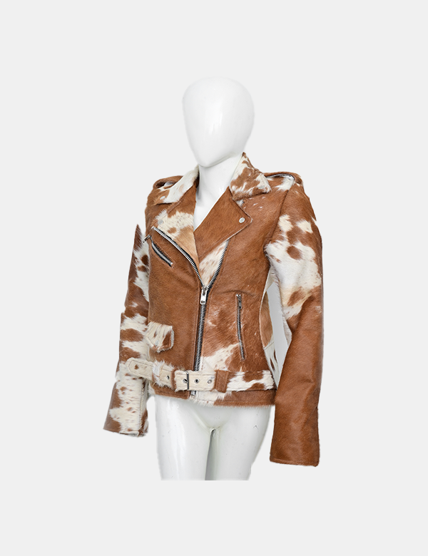 Hair on Cow Skin Leather Jacket for Women's
