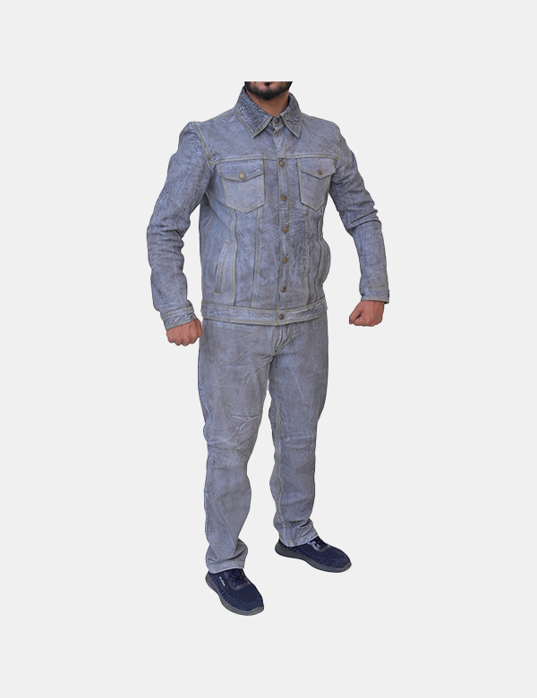 coated-effect denim jacket