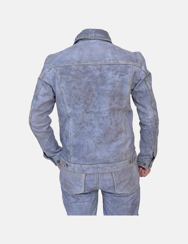 coated-effect denim jacket