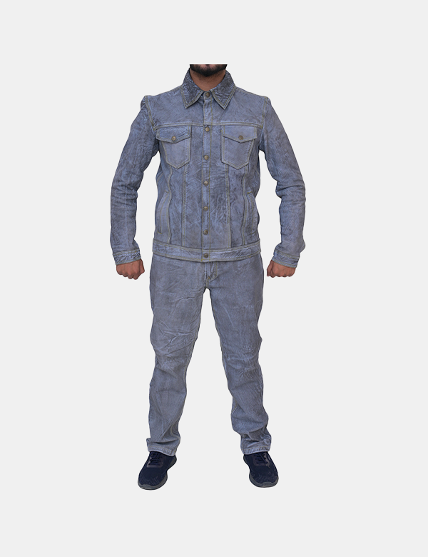 coated-effect denim jacket