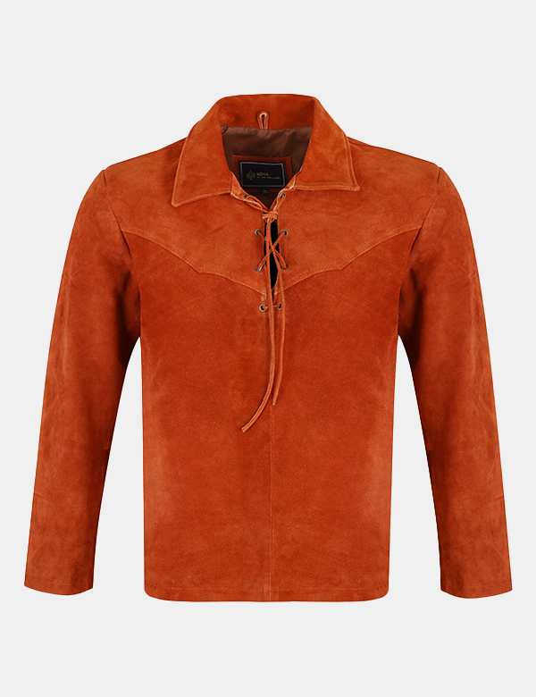 Men Suede Leather Shirt