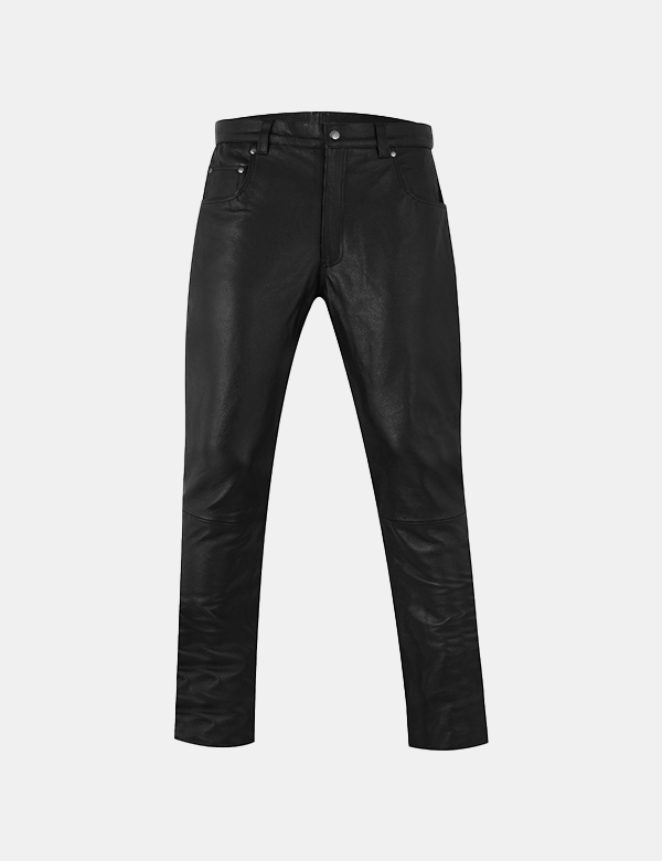 Black Biker Men Leather Pant