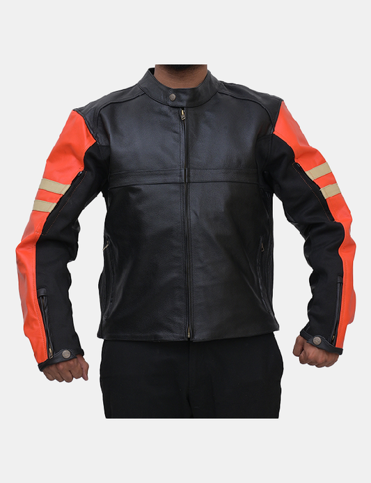 Men’s Biker Cowhide Leather Jacket Black