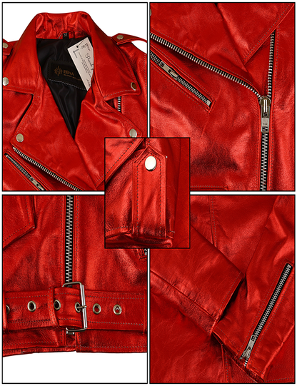 New Women Slim Fit Biker Leather Jacket