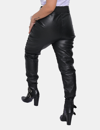 Women's Black Leather Studded Pant For Women