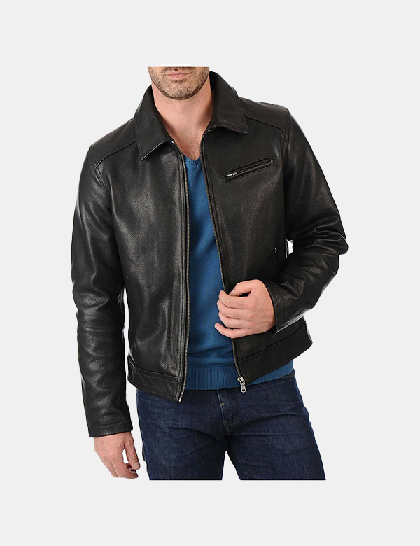 Men's Black Genuine Lamb Leather Jacket