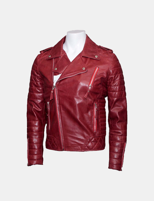 Motorcycle Leather Jacket, Men's Red