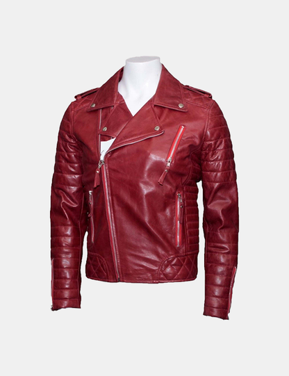 Motorcycle Leather Jacket, Men's Red