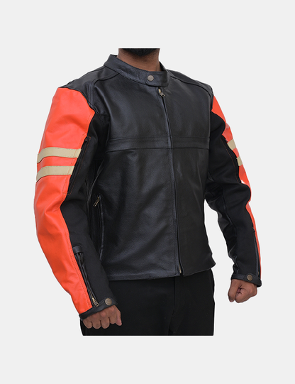 Men’s Biker Cowhide Leather Jacket Black
