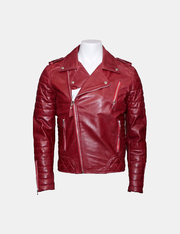 Motorcycle Leather Jacket, Men's Red
